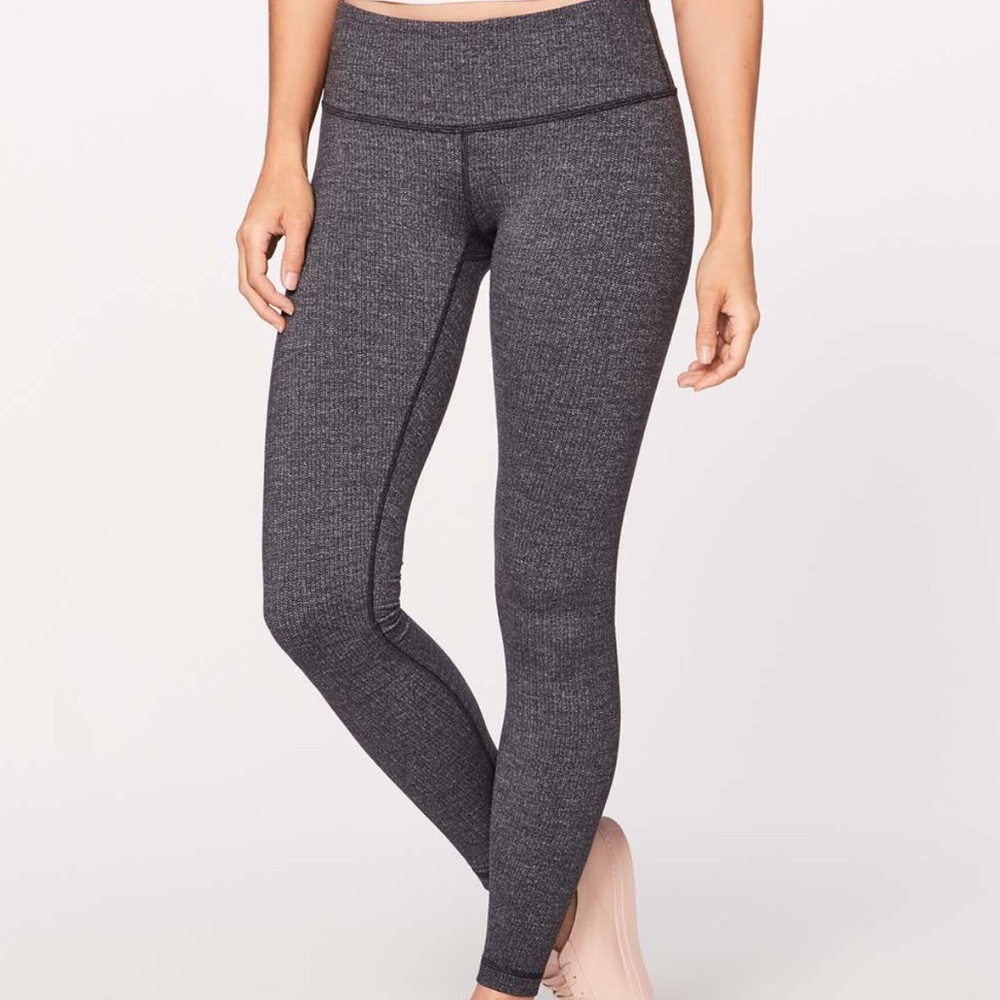 Lululemon Wunder Under Low Rise Tights Leggings size 6 Heathered Black Gray